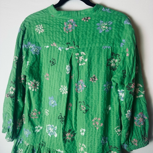 ❗️Tanya Taylor OLIANA FLORAL-EMBROIDERED SEERSUCKER MINIDRESS FLORAL KELLY GREEN - Picture 11 of 11